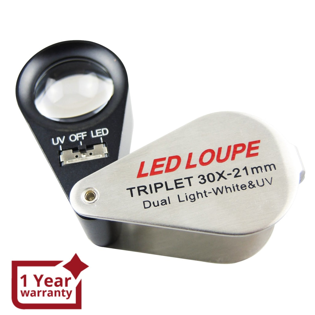 GM31 Mini 30X Jeweler Loupe Magnifier + LED & UV light 21mm lens – Gain  Express